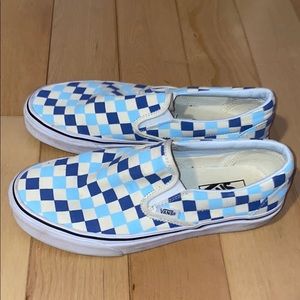 Blue Checkered Slip On Vans